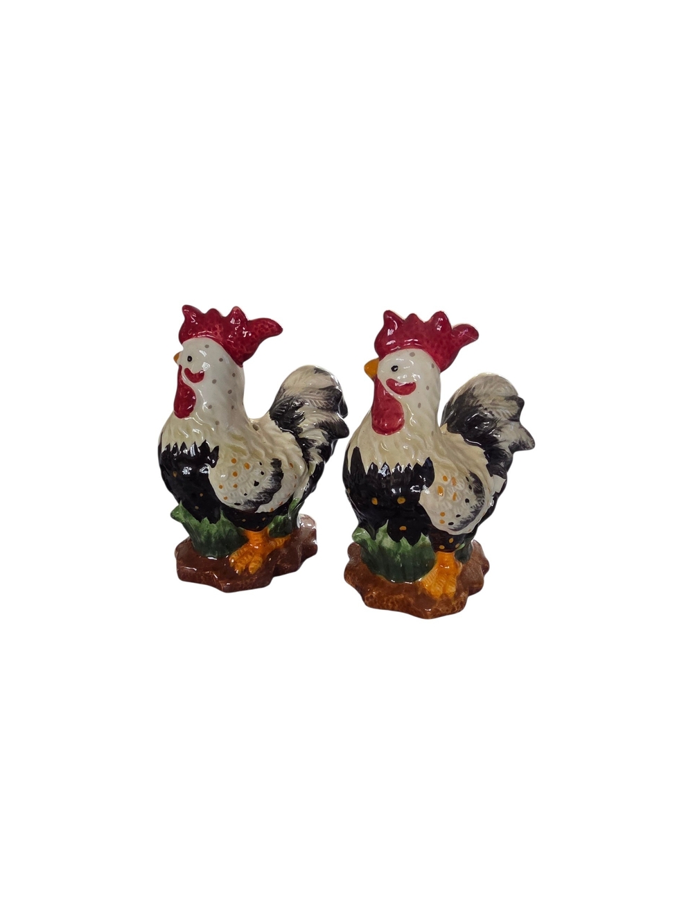 Rooster Ceramic Salt & Pepper Shakers - White and Red